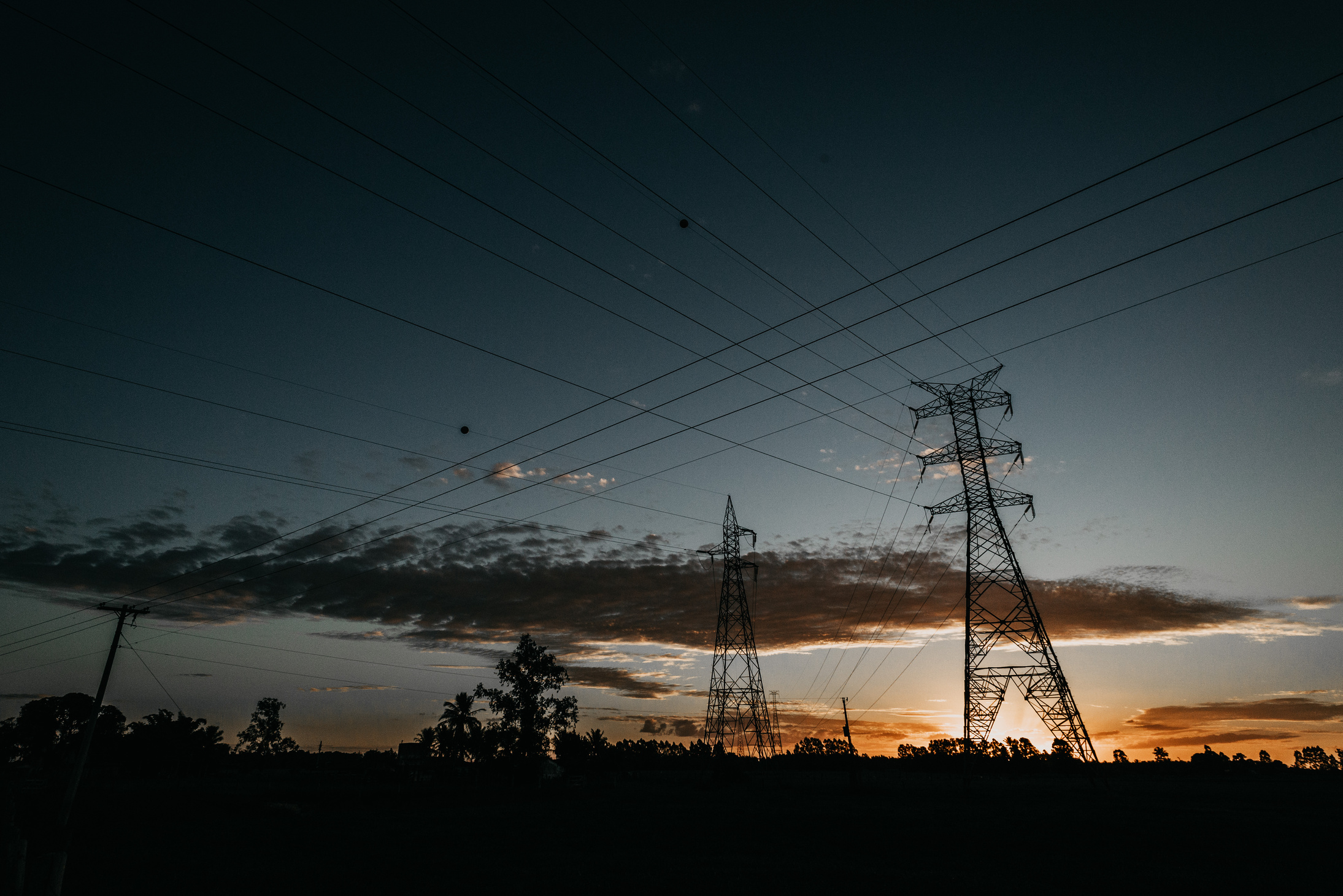 Silhouette of Electric Posts